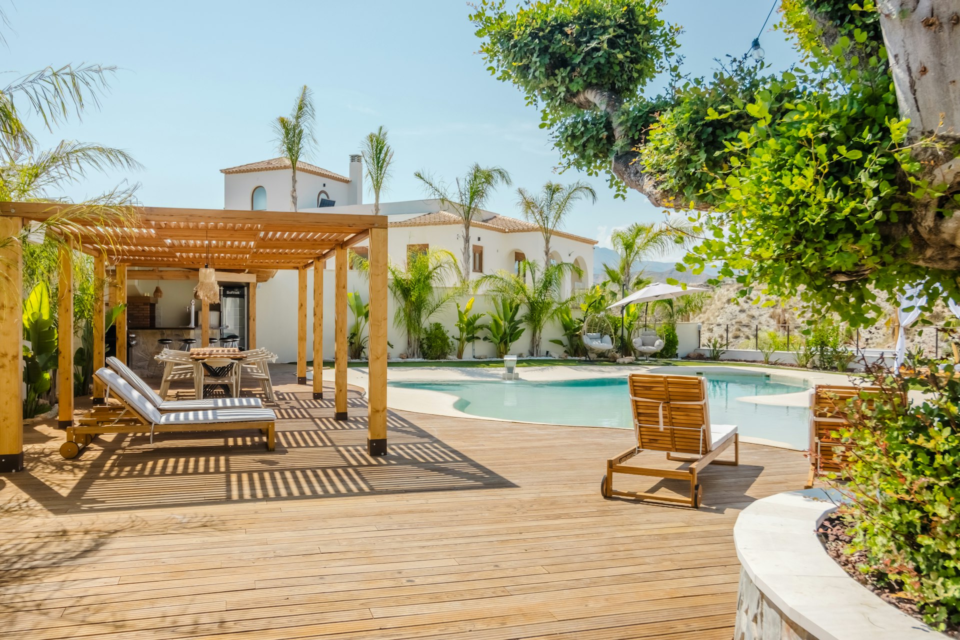 Landscaped pool deck within the community